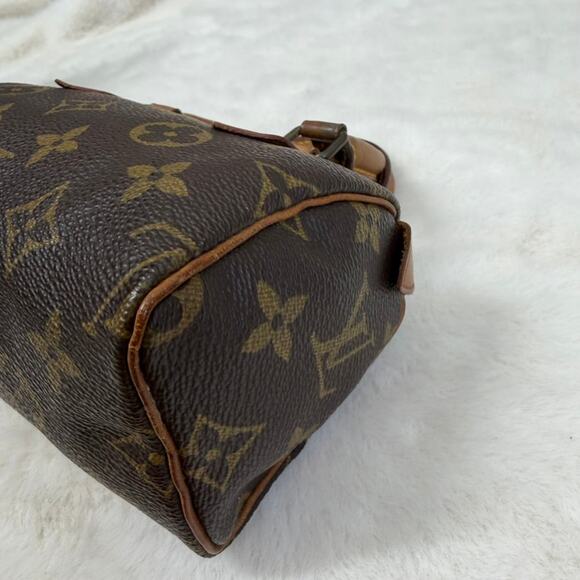 Louis Vuitton Brown Monogram Mini Speedy Crossbody Bag with LV Strap - Picture 11 of 15
